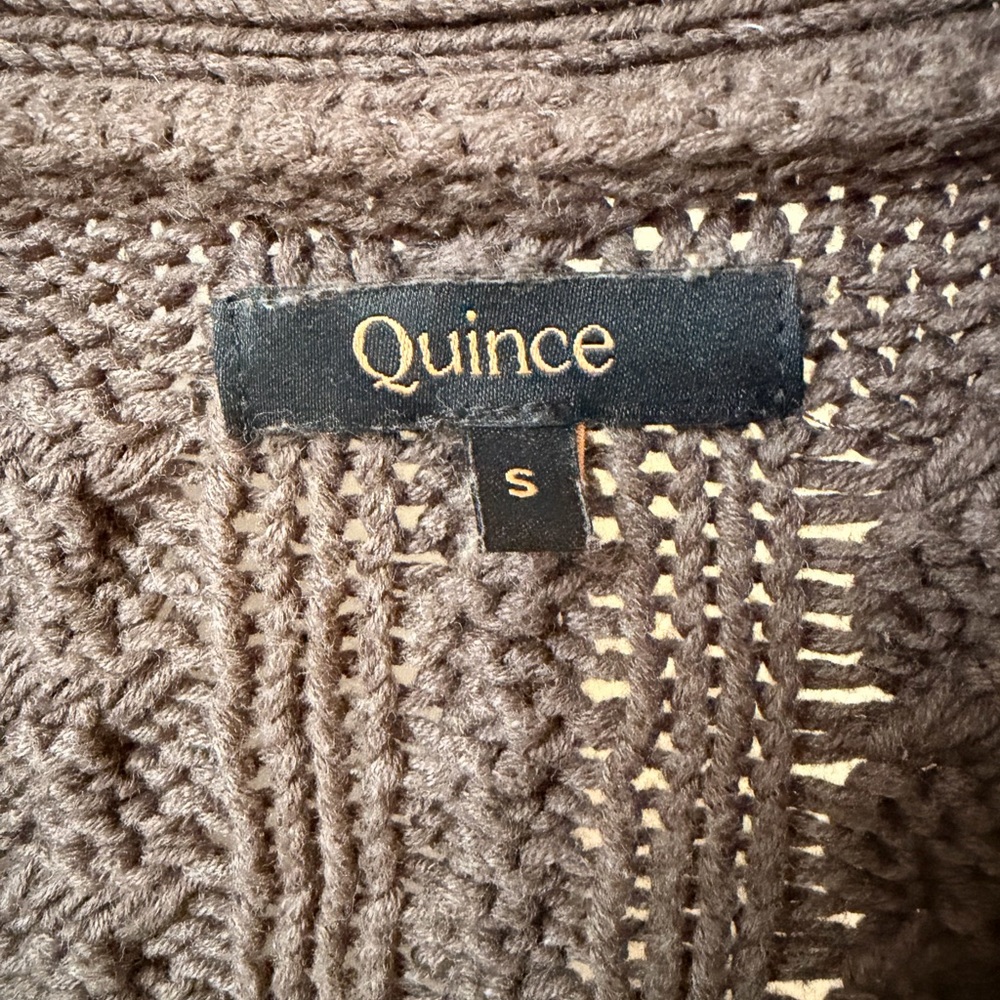 Quince Chunky Cable Knit Button-Front Cardigan - heather brown - Picture 4 of 5